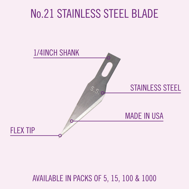 Excel Blades 20021 #21 Stainless Steel Hobby Blades, Multi-Pack 5 pcs.