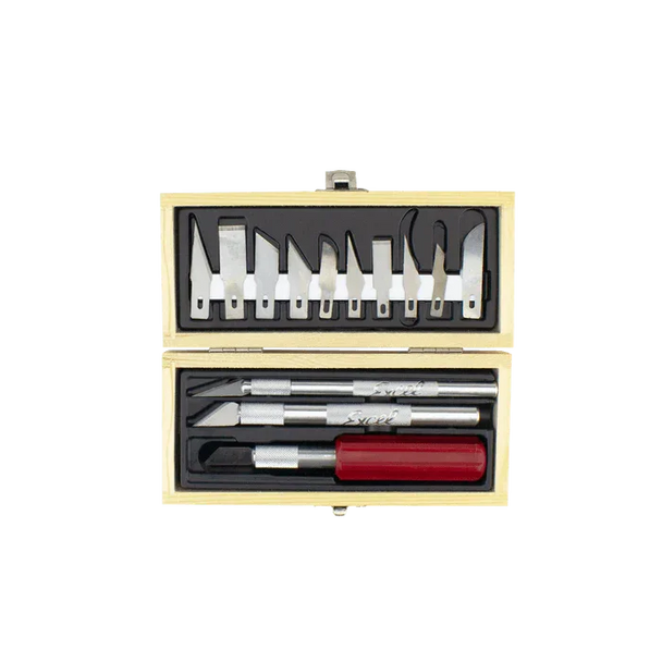Excel Blades 44282 Hobby Knife Set with Wooden Box 13 Piece Hobby Craft Tool
