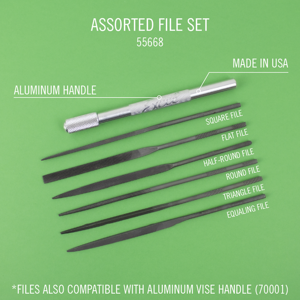 Excel Blades 55668 6-Piece Assorted Sharpening File Set with Handle for Modeling