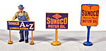 J & L Innovations 475 HO Scale Vintage Gas Station Curb Signs Sunoco Detail Kit