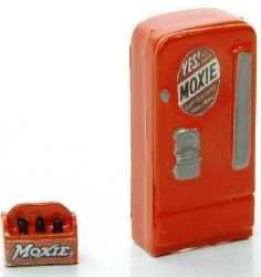 J & L Innovations 750 HO Scale Custom Upright Soda Machine/Case Moxie Miniature