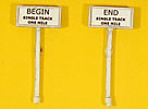 J & L Innovations 840 HO Scale Custom Right of Way signs - Begin/End Single