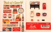 J & L Innovations 971 HO Scale Ultimate Detail Set Soda "Soda Jerk" Layout Signs