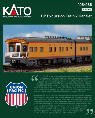 Kato 106-086 N Scale Union Pacific Excursion Train Car Set (7