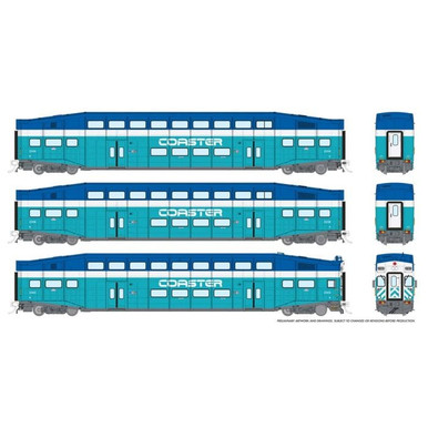 Rapido 146030 HO BiLevel Commuter Car: Coaster (Cab: 2303 Coaches: 2204