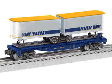 Lionel 2528690 O Scale US Navy Flatcar with Trailers - Crazy Model Trains