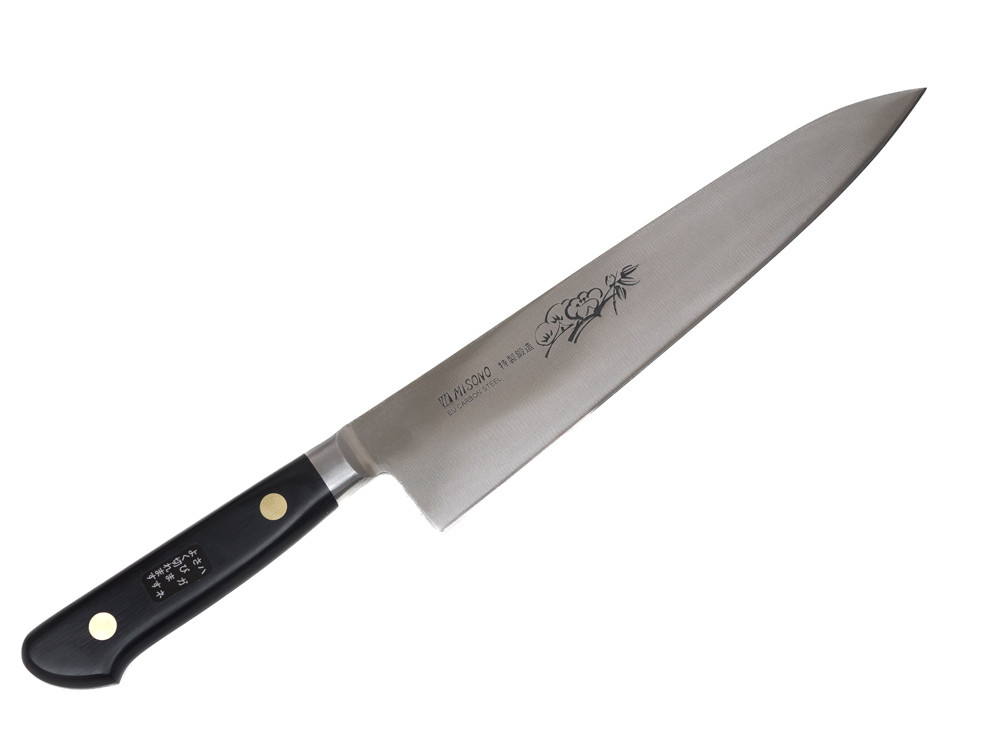 中古 MISONO 特製鍛造 SWEDISH STEEL 龍彫刻 刃長約300mm 牛刀 包丁