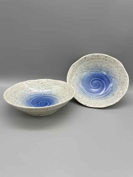 Japanese Sashimi Blue Spiral Bowls