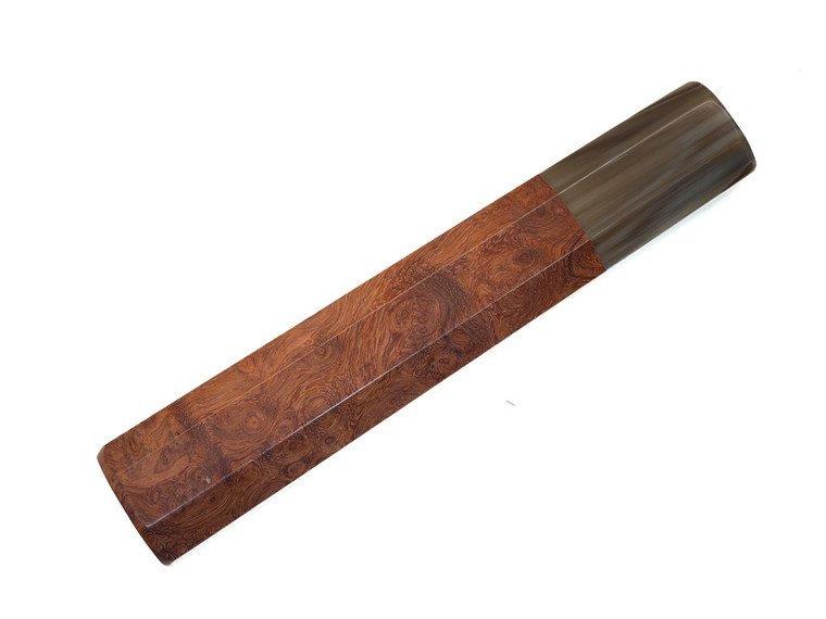 Amboyna Burl with Marble horn handle  140 mm