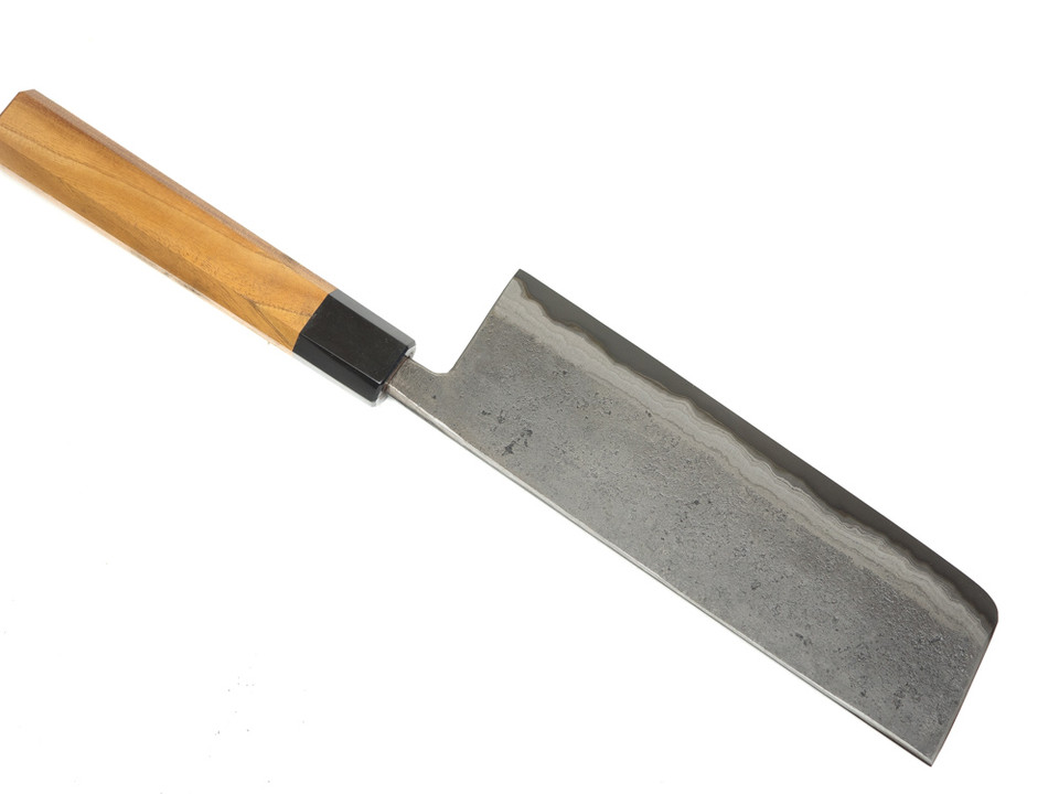 Munetoshi Kurouchi Nakiri 180mm Blooming Iron Unpolished 