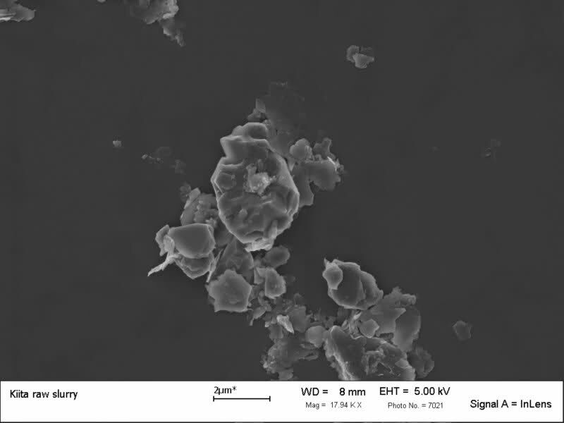 Pure Jnat slurry under microscope