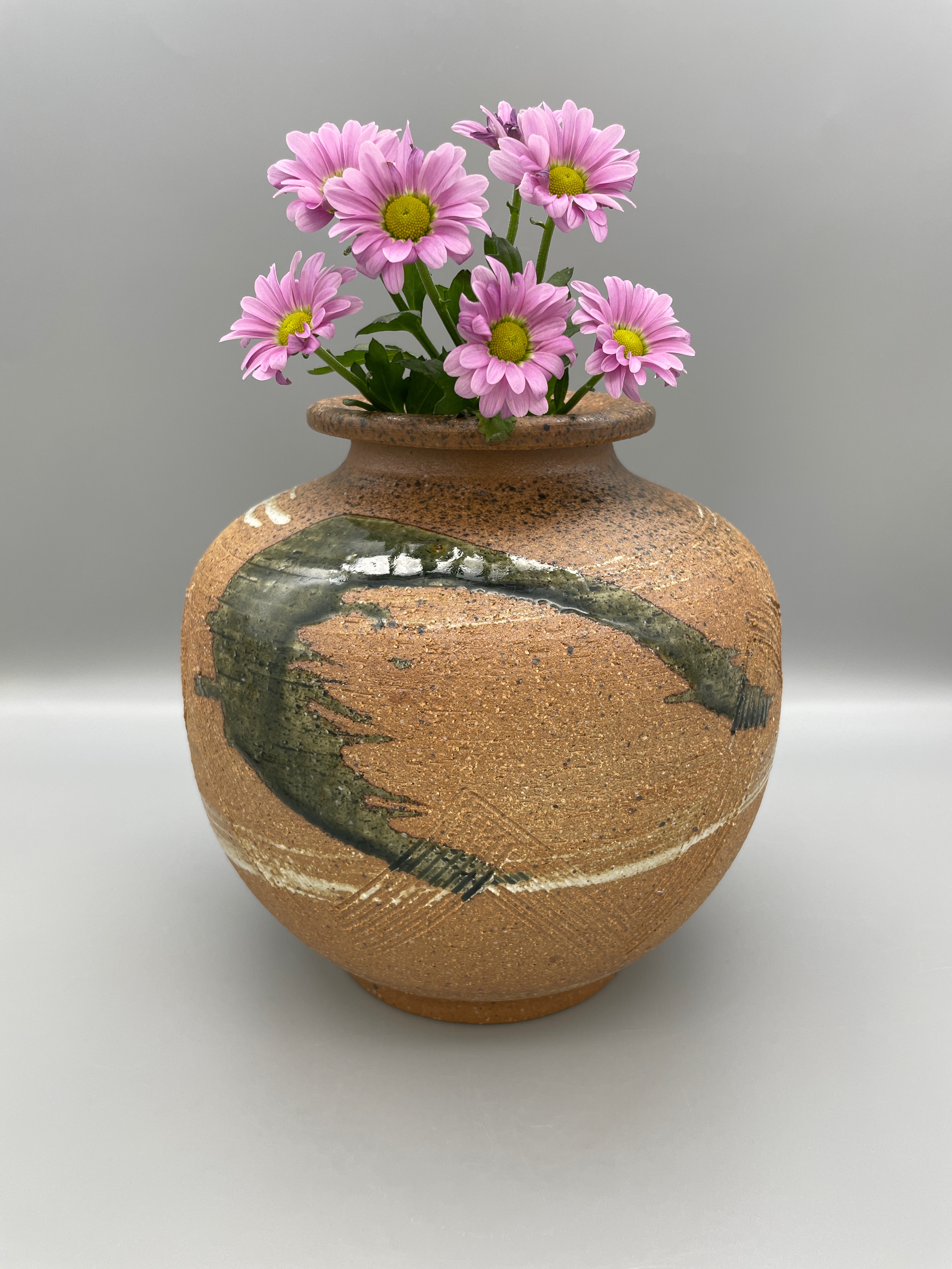 flower　Shigaraki　ware.　Japanese　vase.　花器・花瓶　kinsai.-　信楽焼　Ichijo　Ceramic　一条金彩　特別梱包　Ikebana