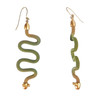 Mesh Squiggle Snake Earrings shown in gold with chartreuse and aqua