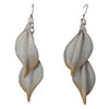 Falling Birch Leaves Earrings in Silver with Celadon and Gold