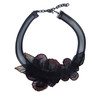 Cherry Blossoms Collar Necklace in Black with Deep Merlot, back.