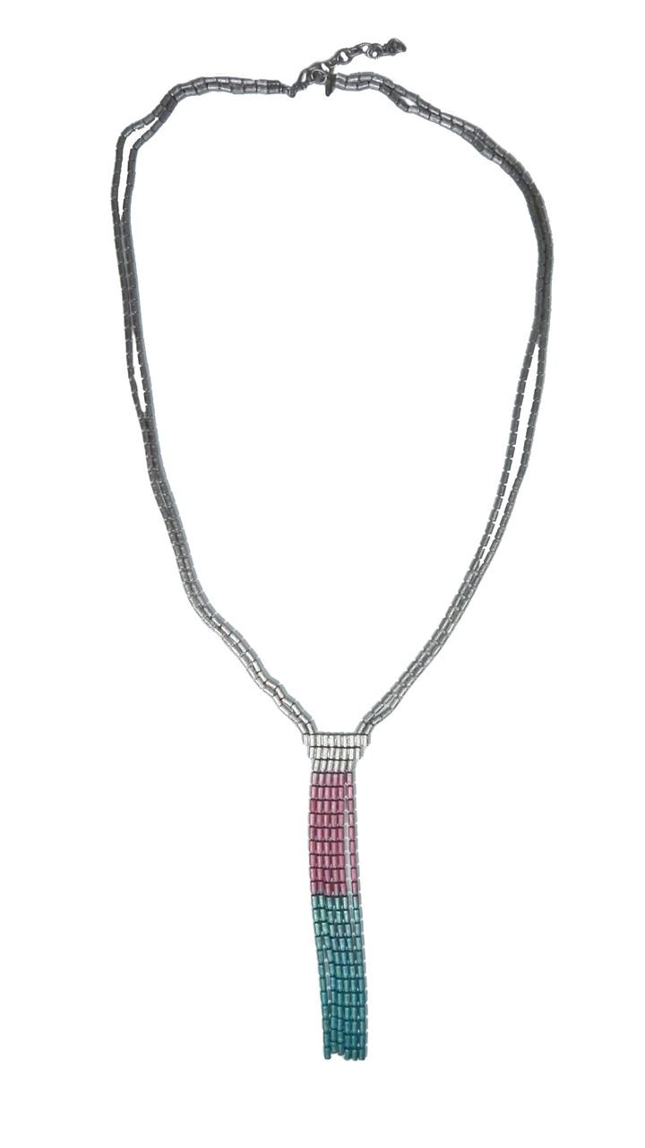 Long Fringe Necklace of Cylinder Chain