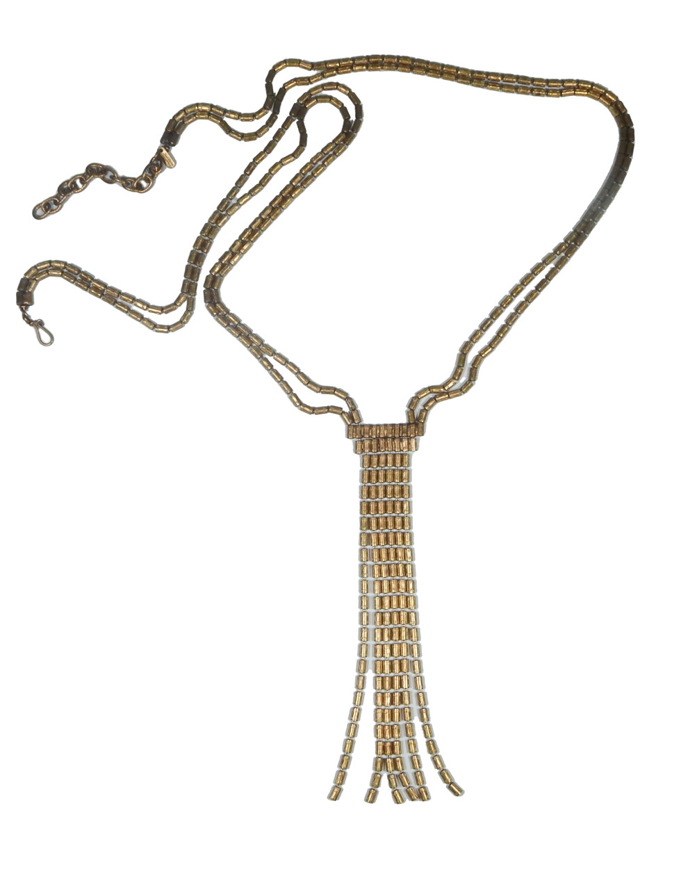 Long Fringe Necklace of Cylinder Chain