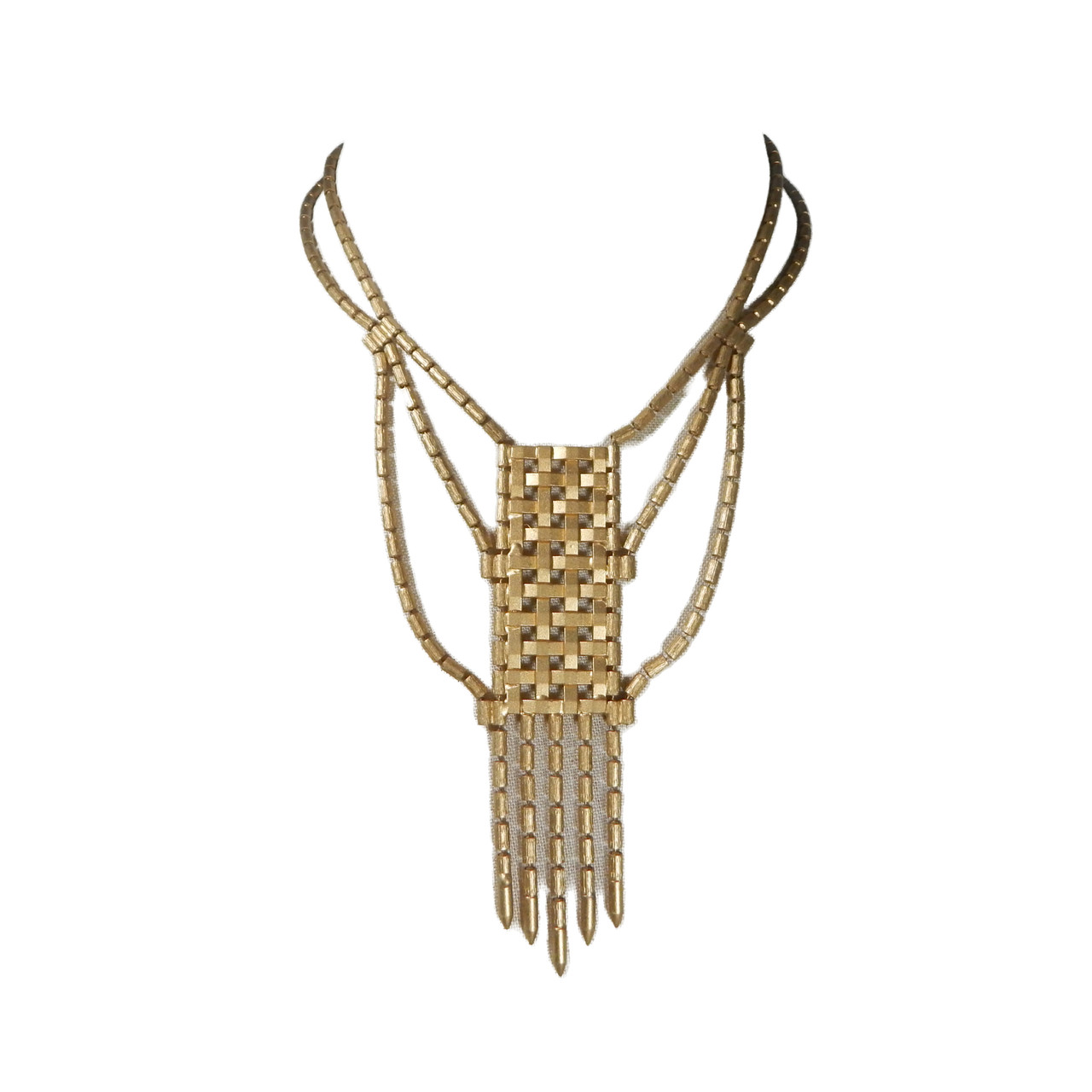 Princess Necklace of Cylinder Chain and Woven Metal Princess Necklace of Cylinder Chain and Woven Metal