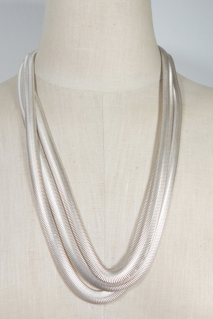 Triple Long Fern Chain Necklace in Narrow Fern Chain