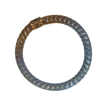 Viking Knit Bangle in Antique Brass with Pale Peacock