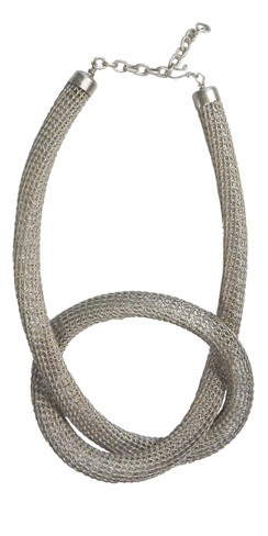 ★MEENDERI★(HANDMADE) KERNEL KNIT NECKLACE - SILVER★正規品 Lg_Knitting_Sample_No_Chain_gr