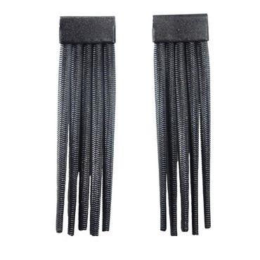 Short Fringe Earrings in Charcoal with Golden Ice