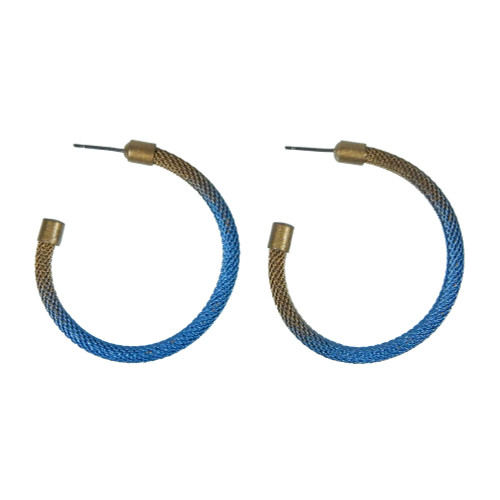 Classic Milanese Mesh Hoop Earring shown in gold with marina