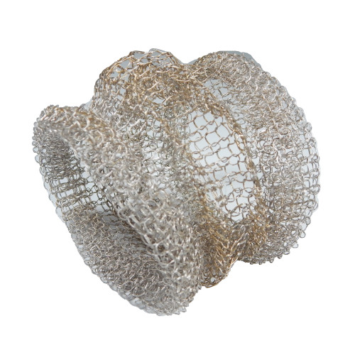 Open Knit Scrunchy in Silver with Gold