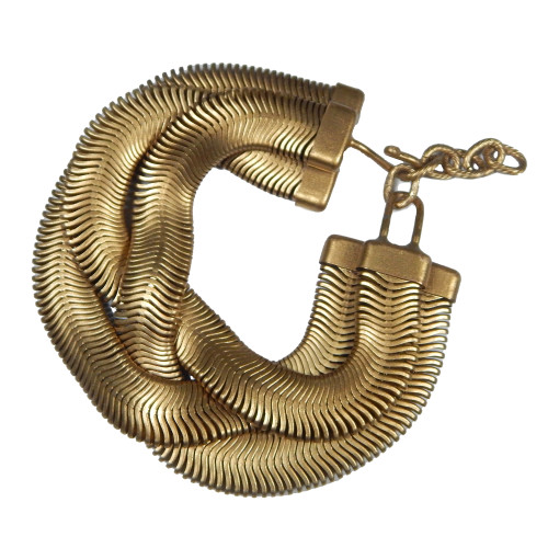 Triple Fern Chain Crossed Bracelet Gold
