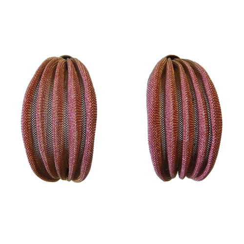 Pleated Wire Cloth Hoop Earrings