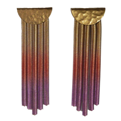 Hammered Moon Fringe Earrings