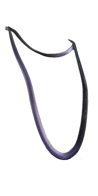 Thin Single Strand Fern Necklace in Black with Purple Pearl