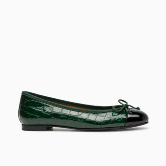 Balmoral Green Croc Patent Ballet Flat
