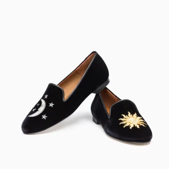Jon Josef Gatsby Sun Moon Black Velvet Loafer $ 235