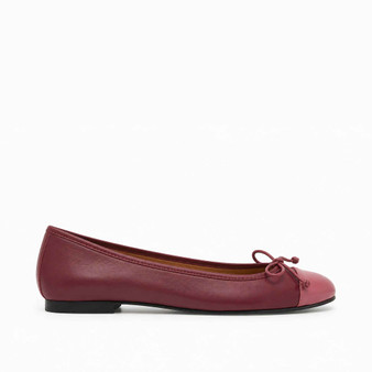 Balmoral Burgundy-Pink Leather  Ballet Flat