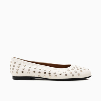 Ball Off White Leather Flat