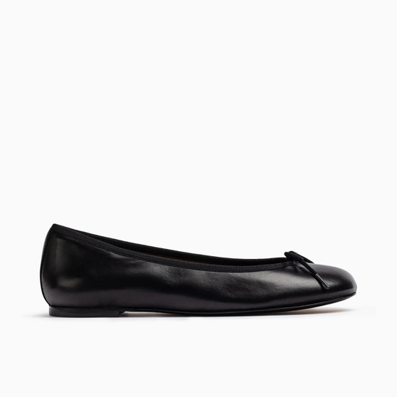 Barcelona Black Leather Ballet Flat