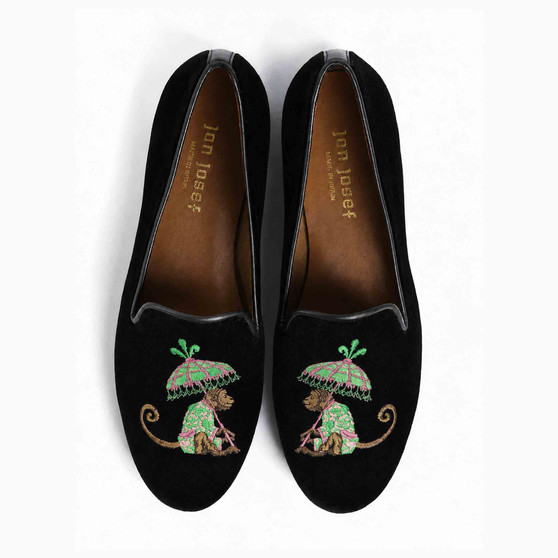 Jon Josef Gatsby Monkeys Black Velvet Loafer $ 225