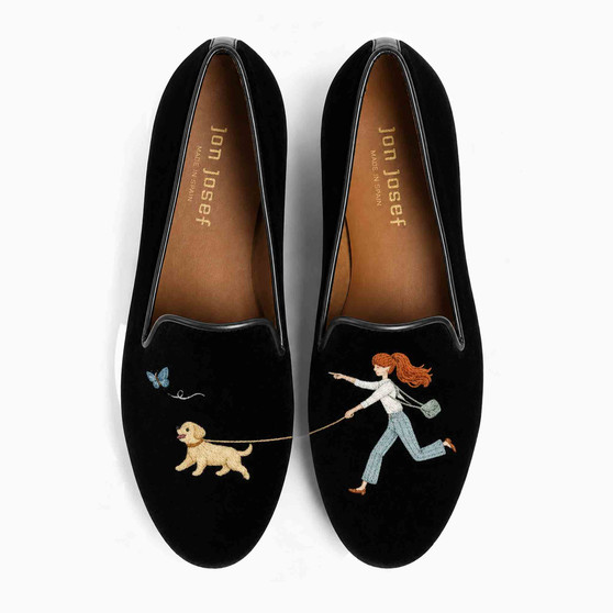 Gatsby Girl Black Velvet Loafer
