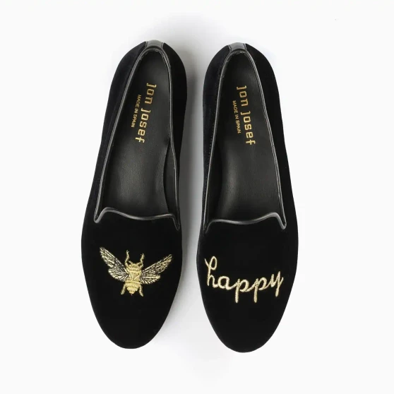 Jon Josef Gatsby Bee Happy Black Velvet Loafer $ 235