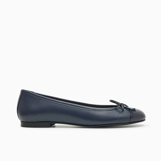 Balmoral Navy Leather Ballet Flat