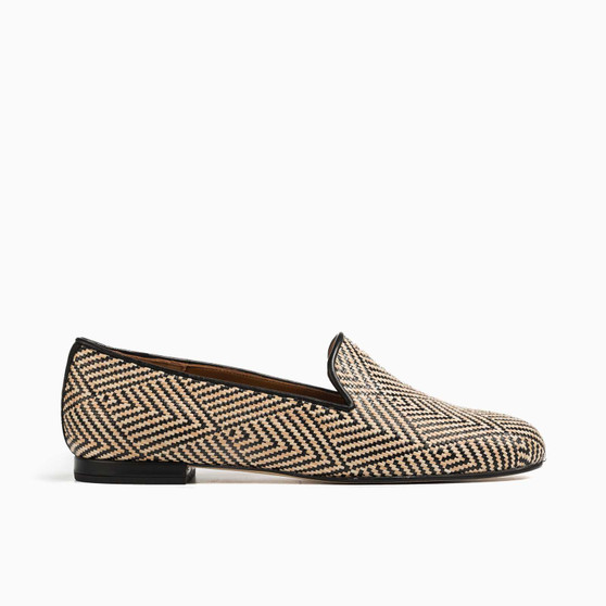 Jon Josef Gatsby Raffia Blk-Nude Loafer Flat $ 225