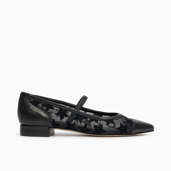 Rita Black Mesh Flat