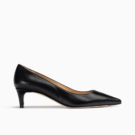 Tina Black Leather Heel