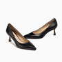 Carlie22 Black Leather Heel