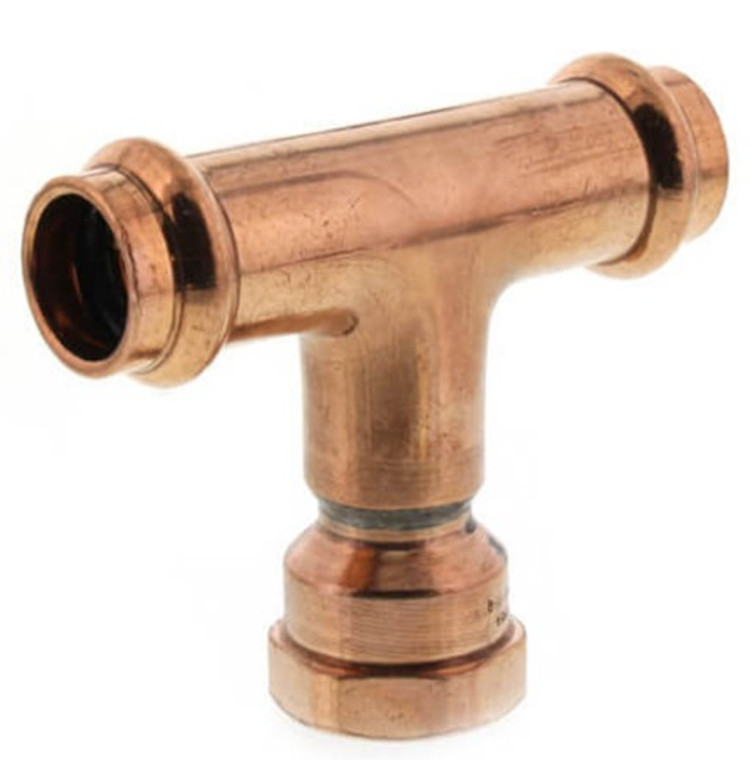 Tee, Press x Press x Female Thread (FPT), 3/4" x 3/4" x 3/4", Press Fitting, Copper