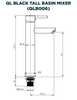 QL Extended Height Basin Mixer in Matt Black QLB006
