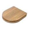 Croydex Levico Teak Effect D-Shaped Wooden Toilet Seat with Flexi-Fit™ Hinges