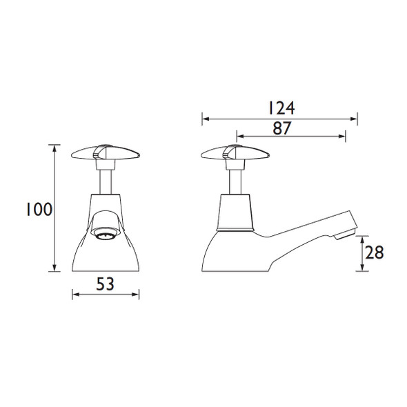 Bristan 5412 Cross Top Bath Taps Chrome Plated 3/4'' in Pairs   X 3/4 C