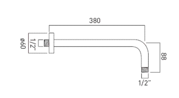 Vado Elements Shower Arm Rear Entry Chrome Plated ELE-SHOWERARM/A-C/P